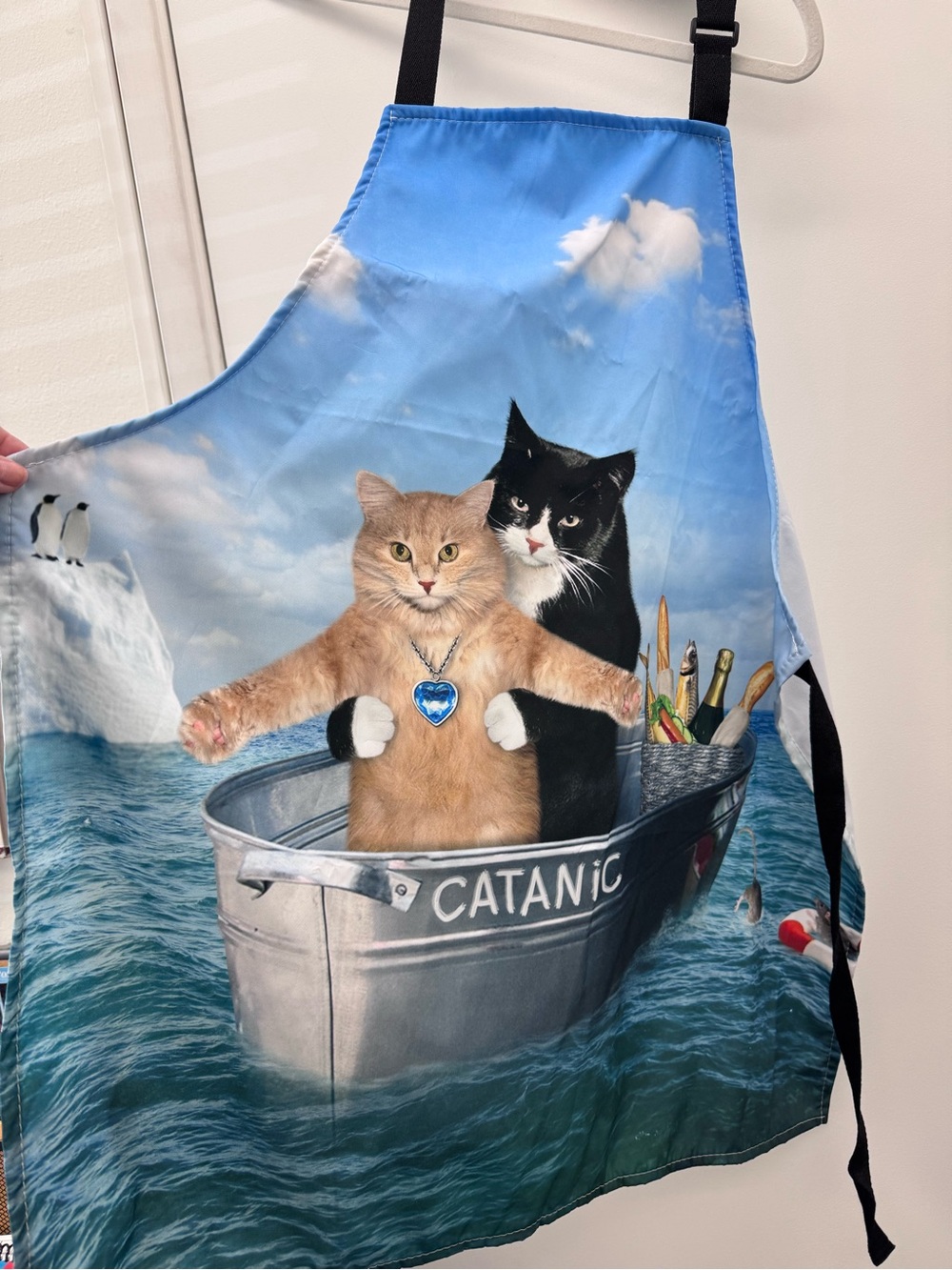 Cat Print Apron - Blue
